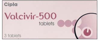 (generic Valtrex) Valacyclovir 500 mg tablets for treatment of the HSV virus, HSV1 and HSV2, herpes.