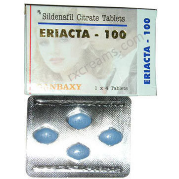 Eriacta sildenafil citrate 100 mg tablets, made by Ranbaxy Pharmaceuticals.