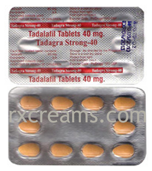 Tadagra Strong tadalafil 40 mg tablets. Made by RSM Pharmaceuticals. Twice the dose of 20 mg tadalafil.